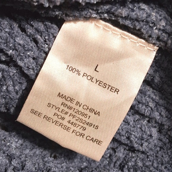 Pink Rose Blue Cable Knit Cropped Sweater Long Sleeve Crew Neck Large PF2S24915 - Picture 5 of 6